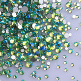 Mixed Sizes Peridot AB FlatBack Rhinestones For Nail Art, Silver Back WholesaleRhinestone